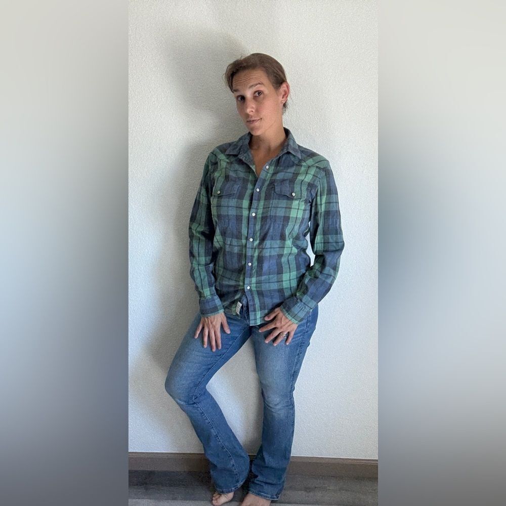Lucky Brand Plaid Button Down Shirt Saturday Stretch Small Classic